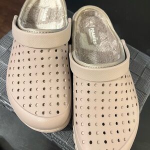 Skechers Tan Mules Perforated Slip-On Comfort
